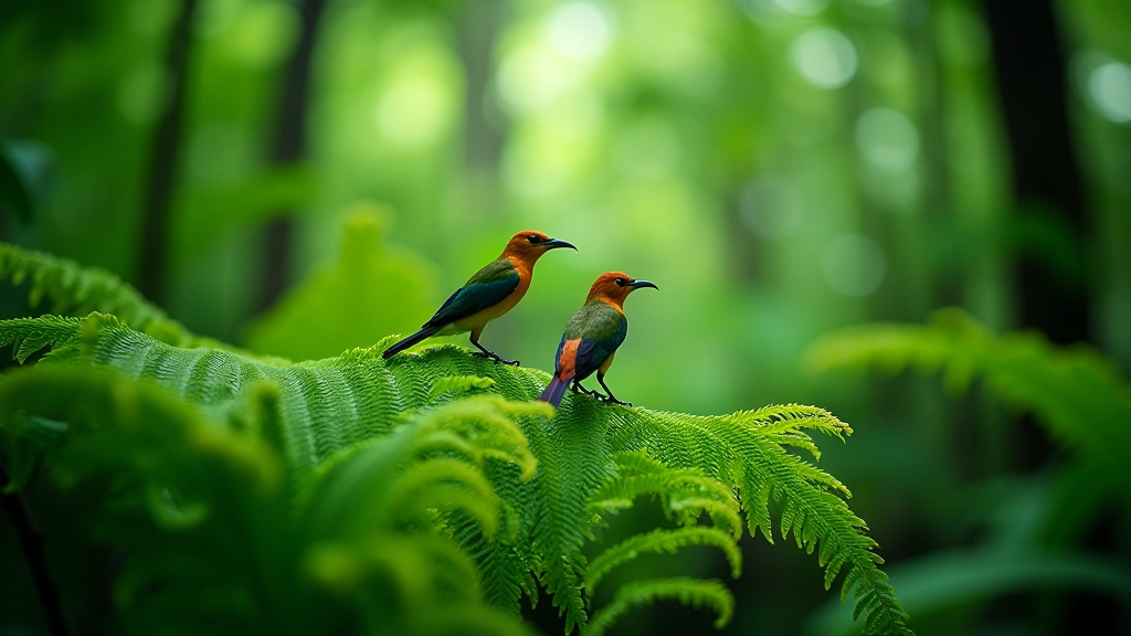 Flora y fauna del bosque nuboso: helechos gigantes, aves tropicales, insectos únicos