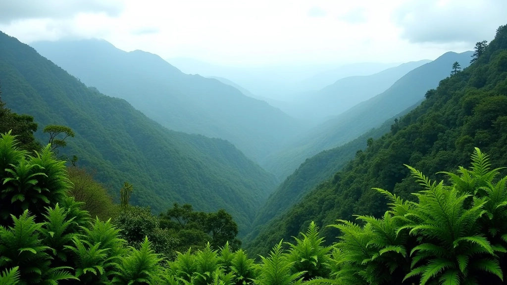 Vista panorámica desde mirador del Bosque Estatal de Maricao con valles verdes
